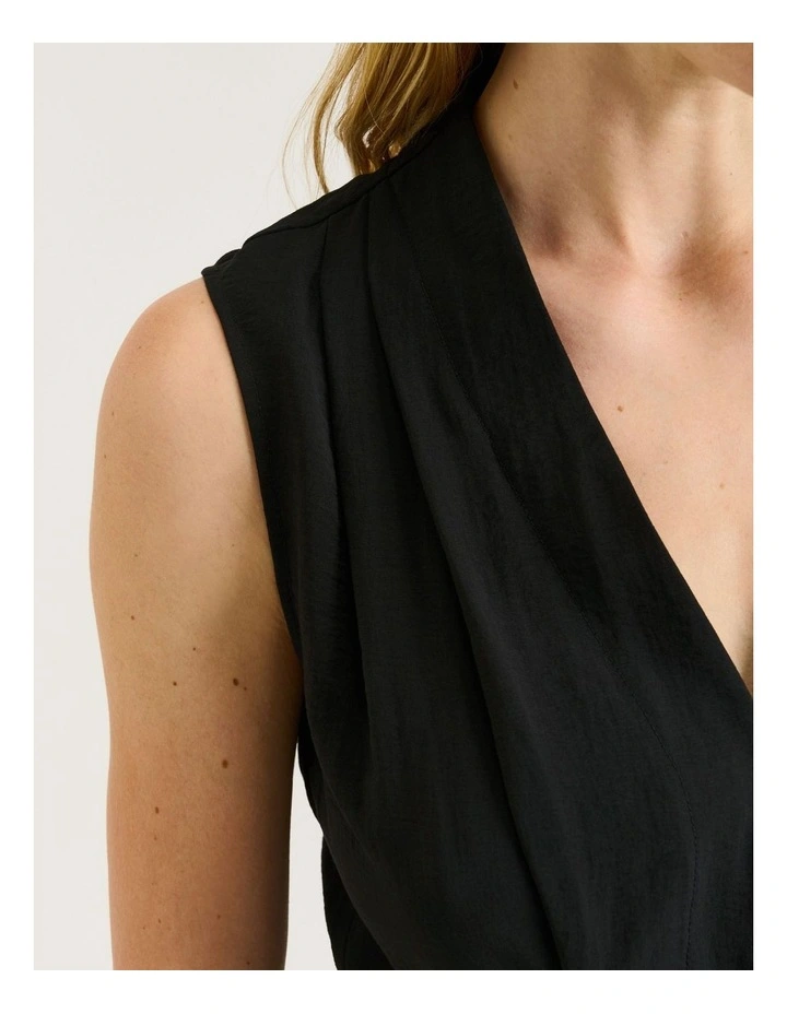 Rayon Blend Belted Jumpsuit in Black image 4