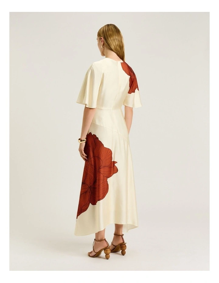 Poppy Satin Draped Midi Dress in Terracotta image 2