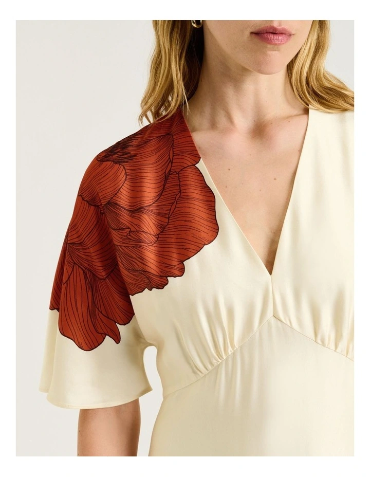 Poppy Satin Draped Midi Dress in Terracotta image 4