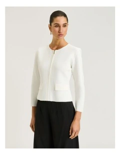 Zip Front Milano Jacket in Cream