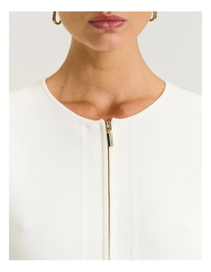 Zip Front Milano Jacket in Cream image 3