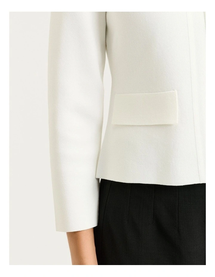 Zip Front Milano Jacket in Cream image 4