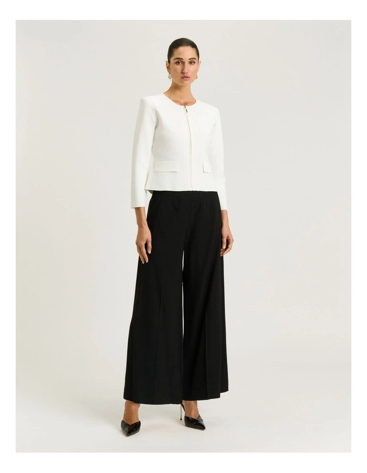 Zip Front Milano Jacket in Cream image 5