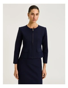 ZIP FRONT MILANO CREPE KNIT JACKET