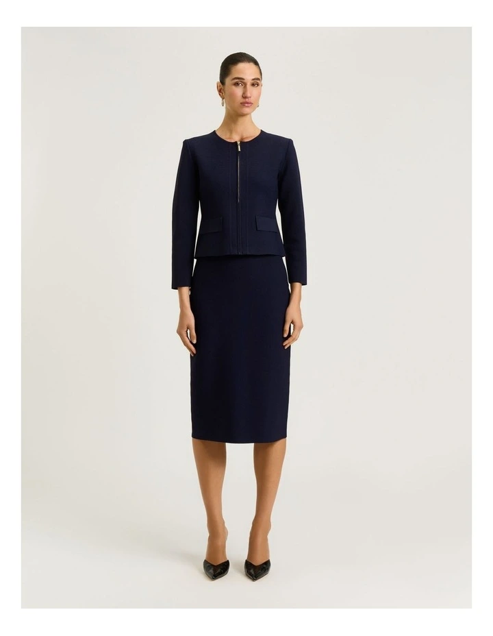 ZIP FRONT MILANO CREPE KNIT JACKET image 3