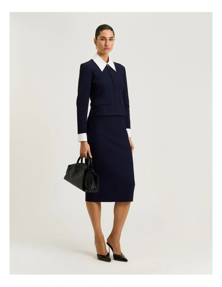 ZIP FRONT MILANO CREPE KNIT JACKET image 5