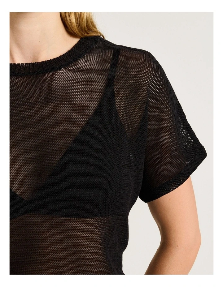 BOXY MESH KNIT TEE image 3
