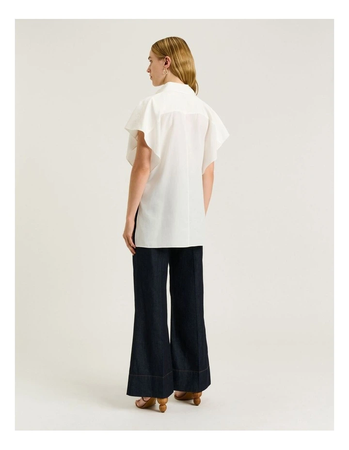 Lyocell Cotton Tunic Shirt in White image 2
