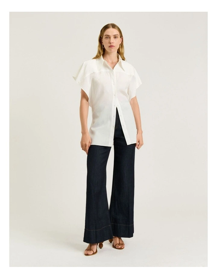 Lyocell Cotton Tunic Shirt in White image 3