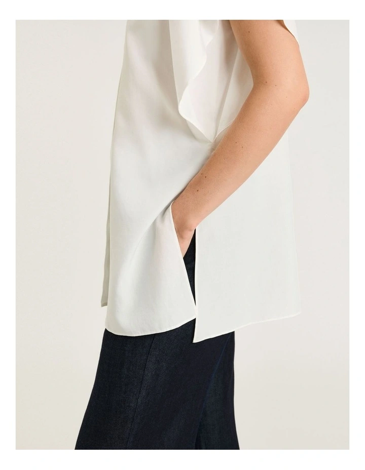 Lyocell Cotton Tunic Shirt in White image 4