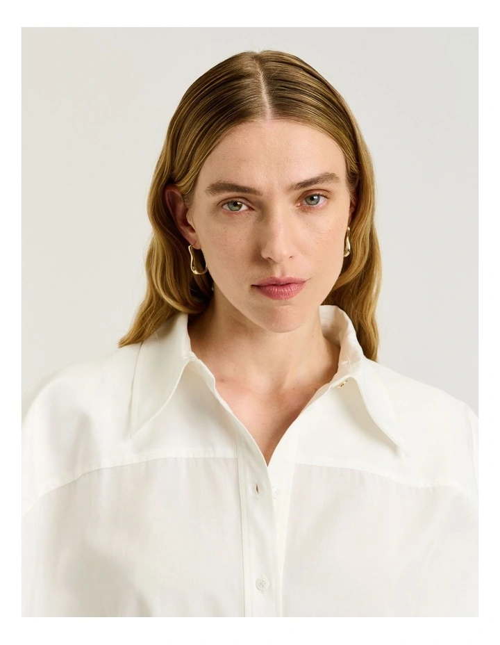 Lyocell Cotton Tunic Shirt in White image 5