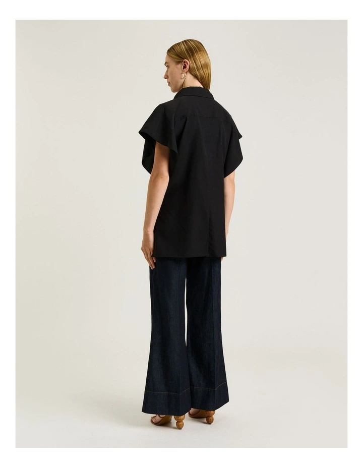 Lyocell Cotton Tunic Shirt in Black image 2