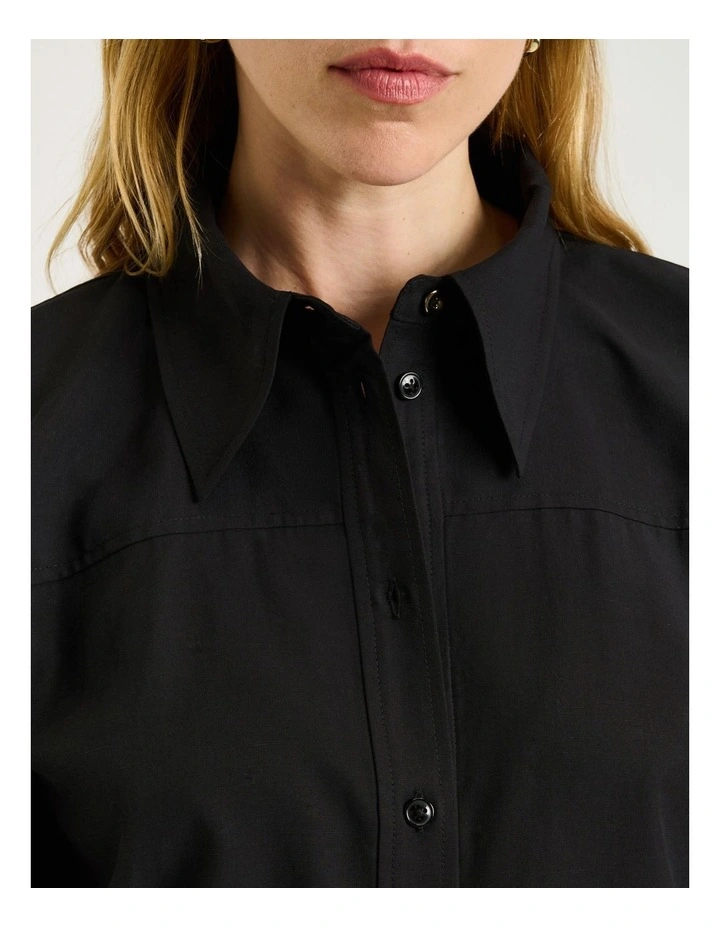 Lyocell Cotton Tunic Shirt in Black image 3