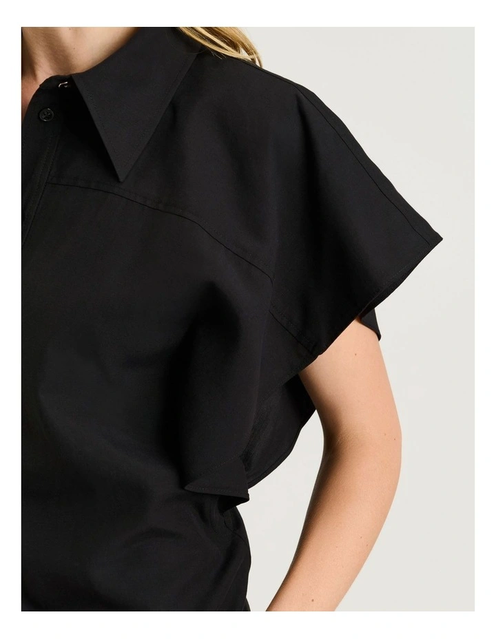 Lyocell Cotton Tunic Shirt in Black image 4