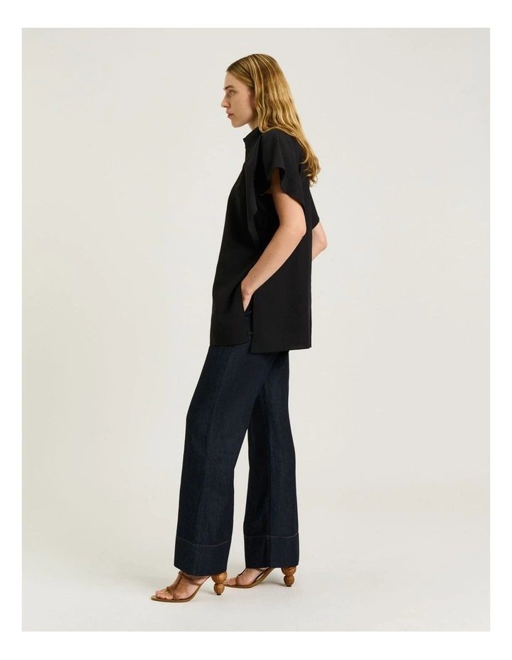 Lyocell Cotton Tunic Shirt in Black image 5