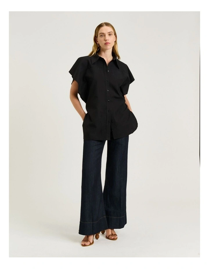 Lyocell Cotton Tunic Shirt in Black image 6