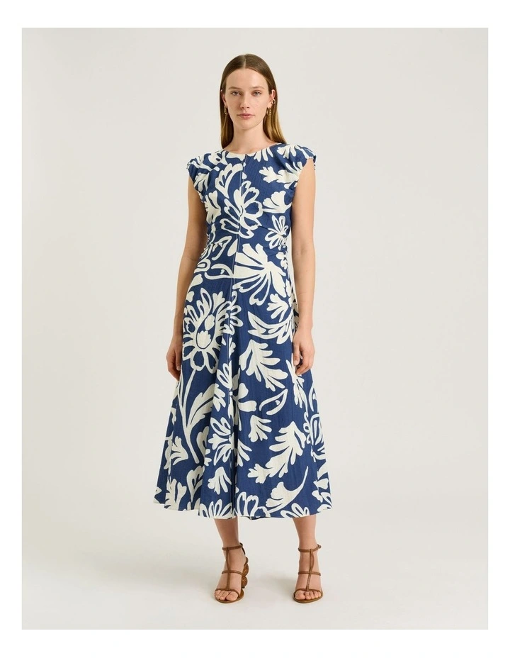 CHAMBRAY FILIGREE MIDI DRESS image 1