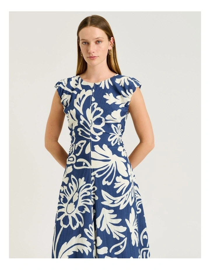 CHAMBRAY FILIGREE MIDI DRESS image 3