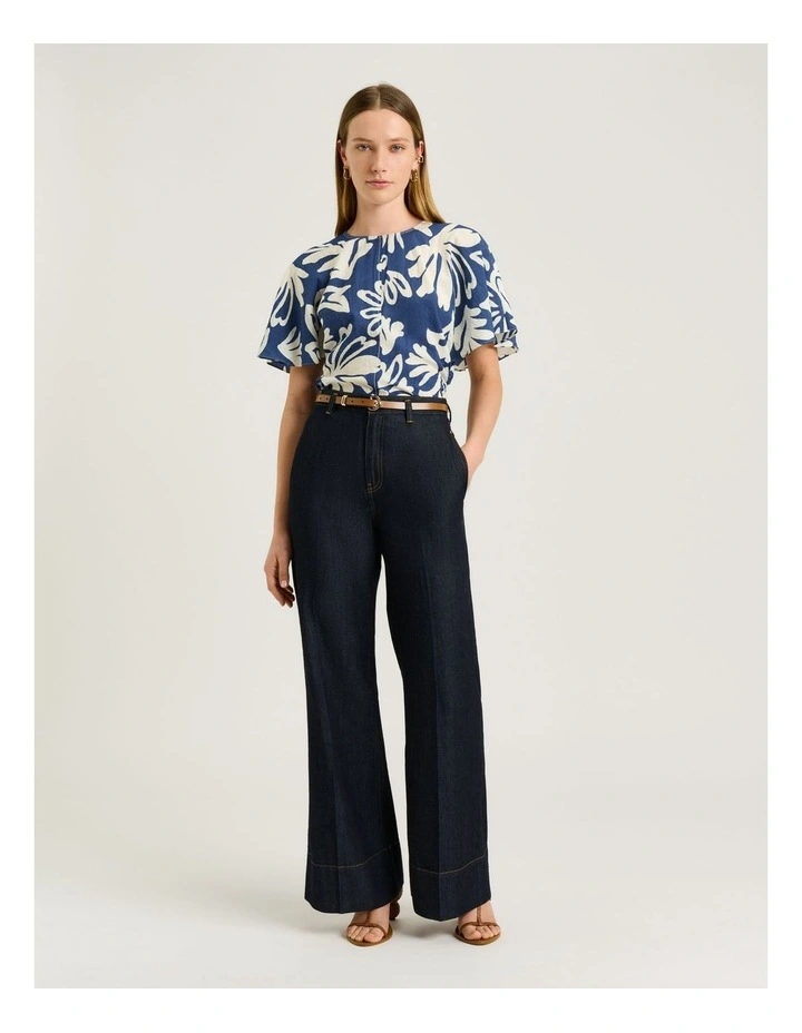 CHAMBRAY FILIGREE BELL SLEEVE TOP image 4