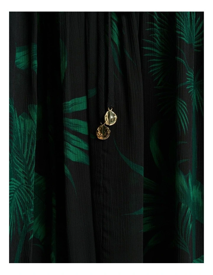 Emerald Palm Crinkle Georgette Maxi Dress in Green image 6