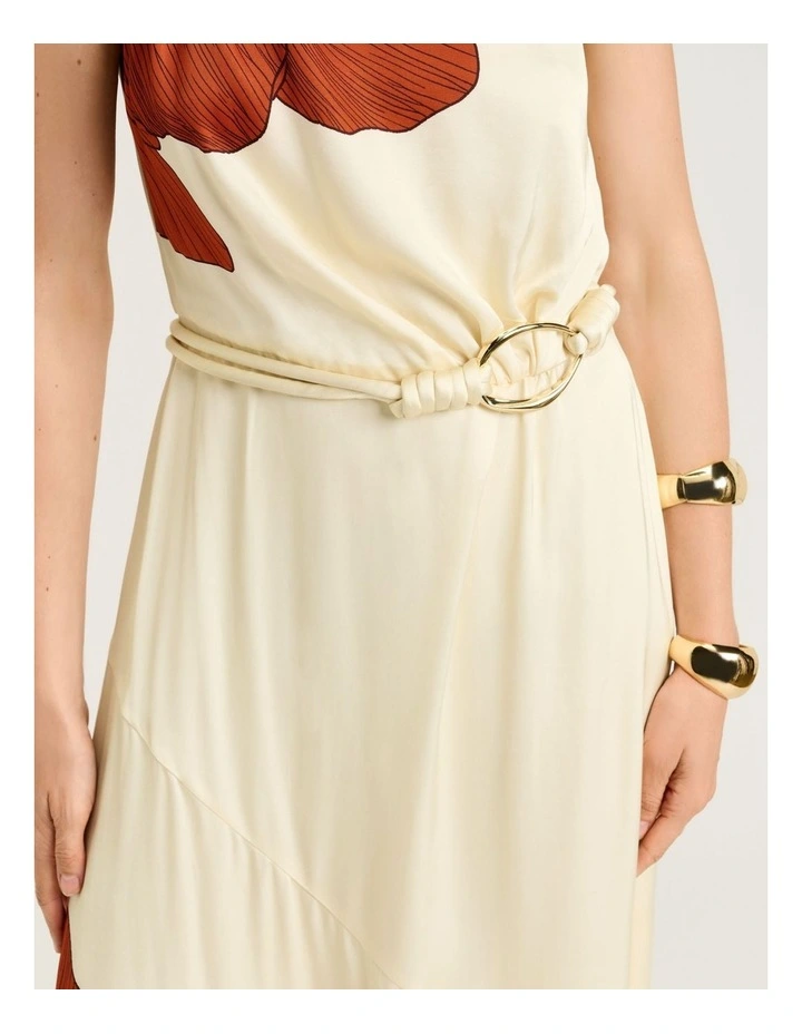 Terracotta Poppy Satin Asymmetric Maxi Dress image 5