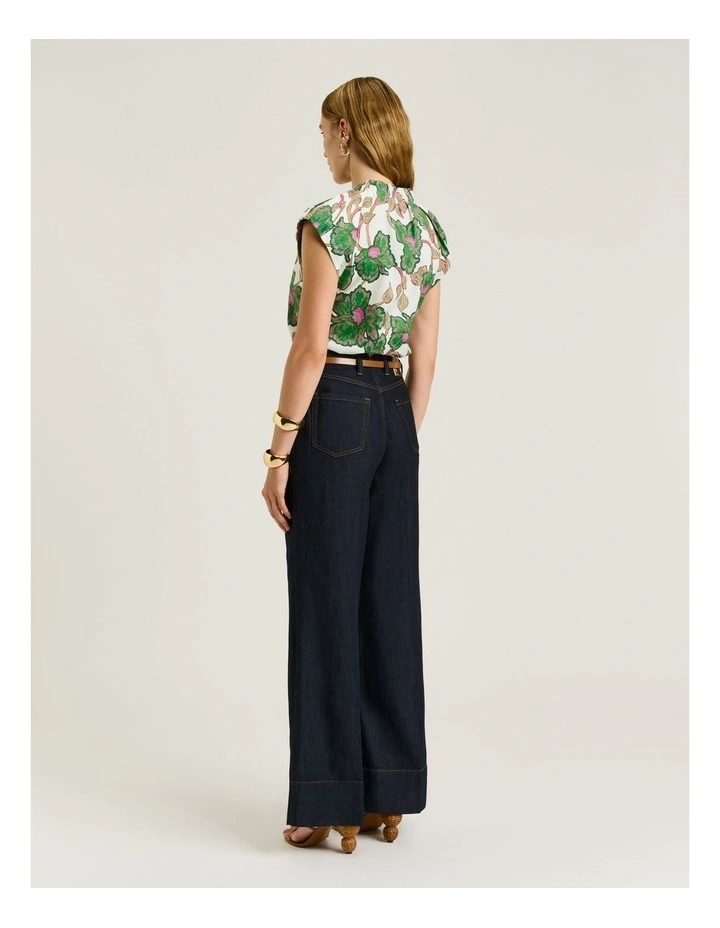 Ivory Batik Bloom Tie Neck Top image 2