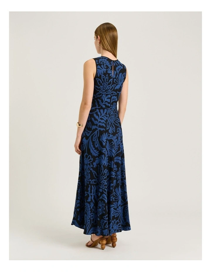 BLUE PETITE FILIGREE EMPIRE MIDI DRESS image 2