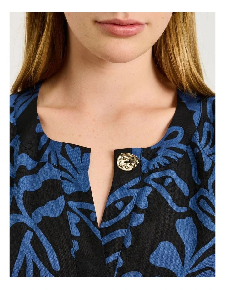 BLUE PETITE FILIGREE BELTED MIDI DRESS image 5