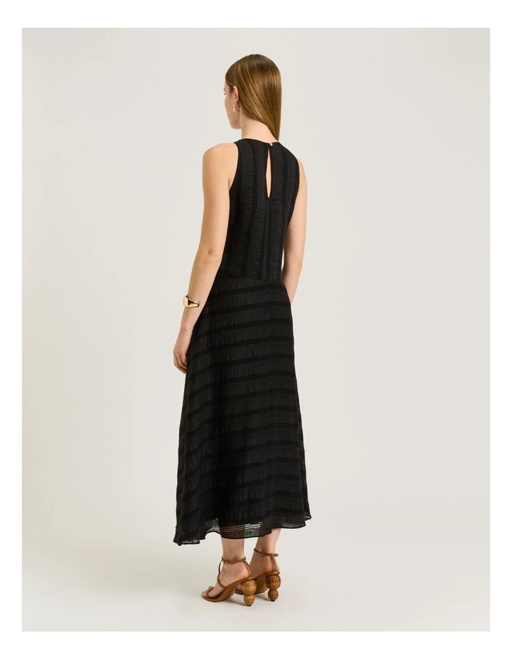 Sheer Textured Stripe Maxi Dress in Black image 2