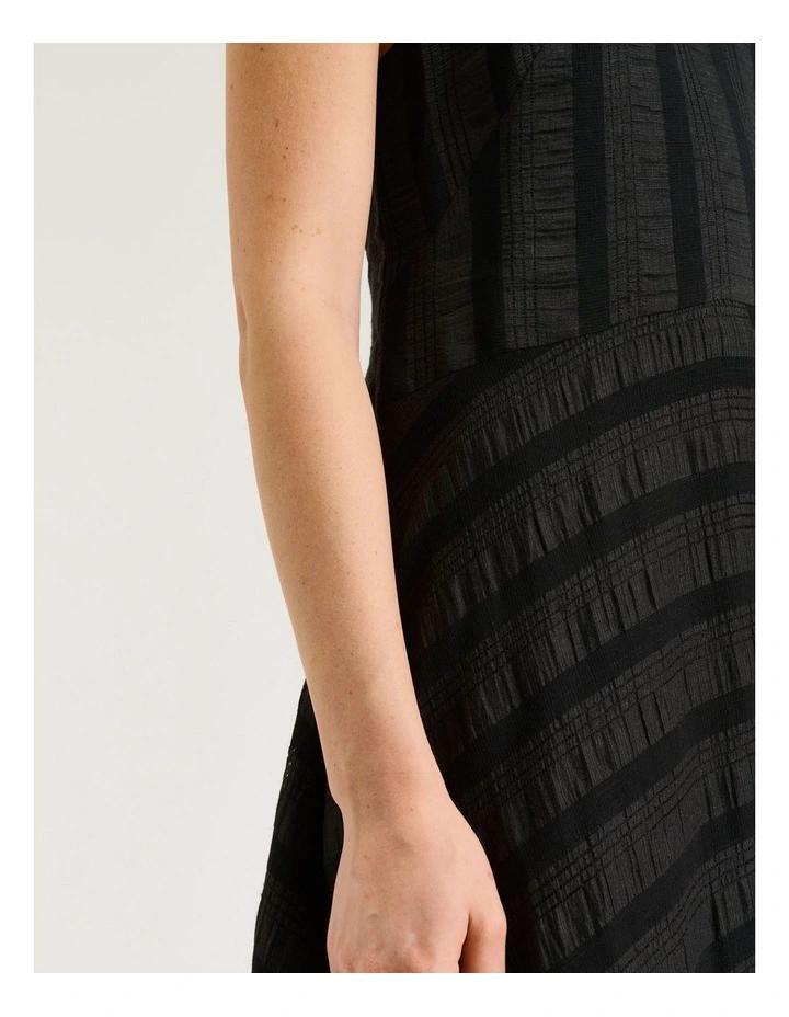 Sheer Textured Stripe Maxi Dress in Black image 4