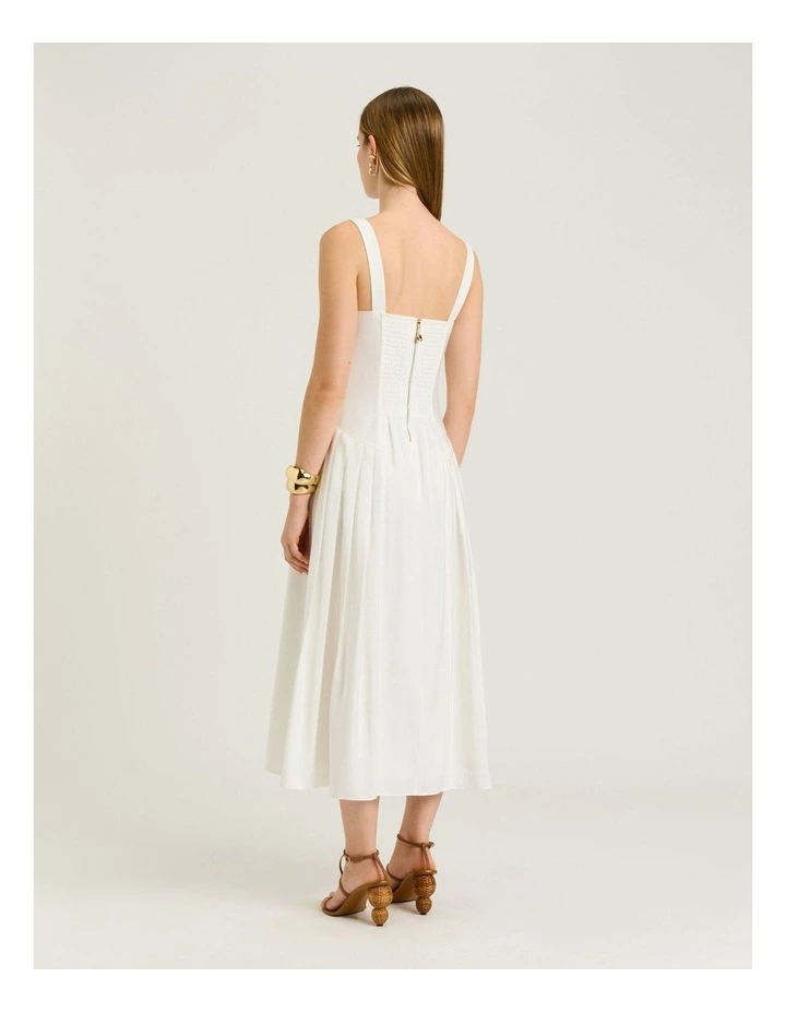IVORY DRAPEY MODAL BLEND V NECK MIDI DRESS image 2