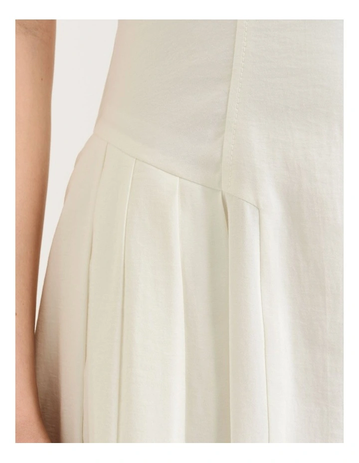 IVORY DRAPEY MODAL BLEND V NECK MIDI DRESS image 5