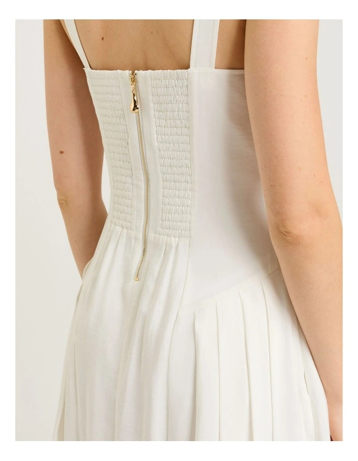 IVORY DRAPEY MODAL BLEND V NECK MIDI DRESS image 6