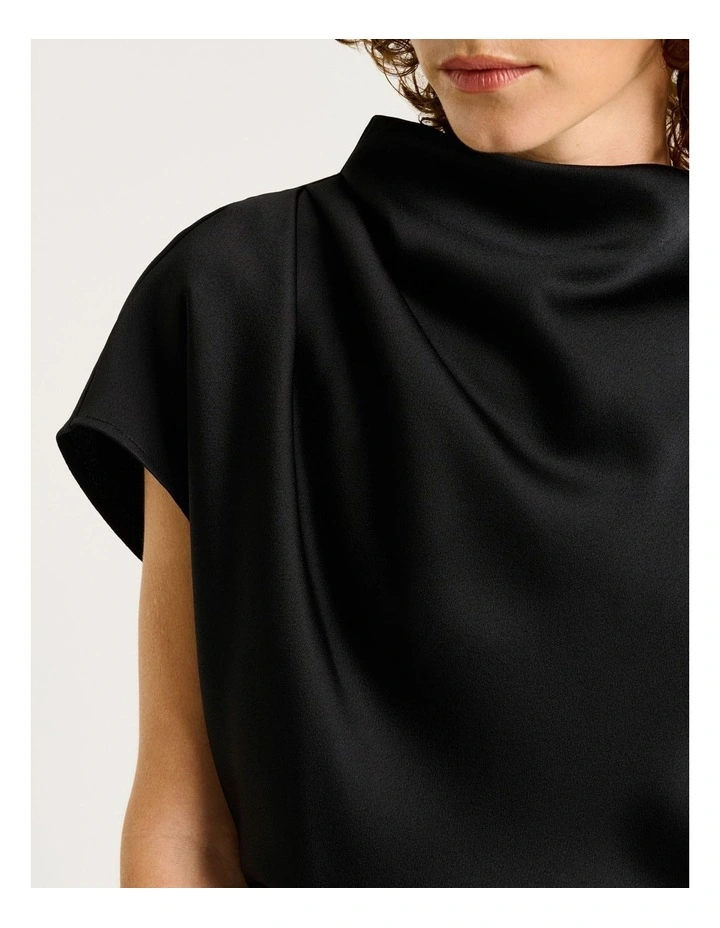 CREPE BACK SATIN DRAPE NECK TOP image 3