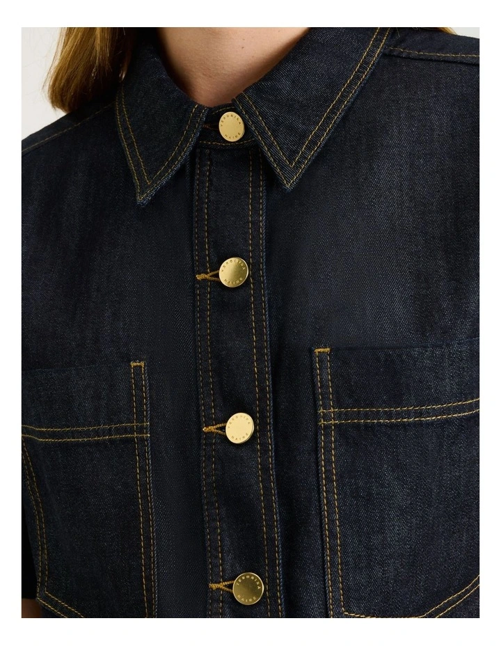 Cotton Lyocell Denim Shirt in Blue image 3