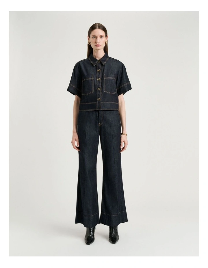 Cotton Lyocell Denim Shirt in Blue image 4