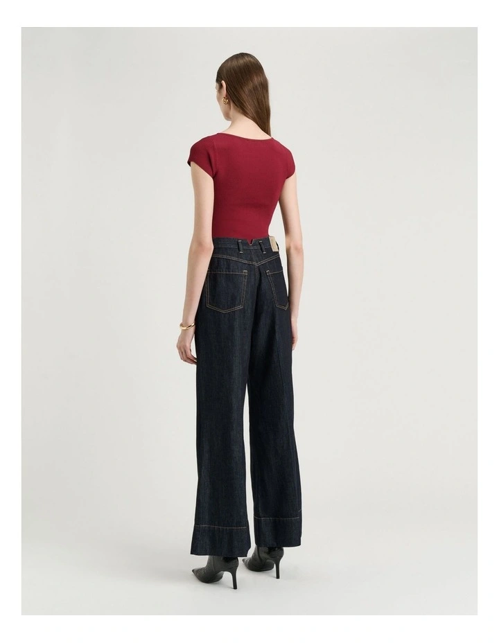 Cotton Lyocell Flared Jeans in Blue image 2
