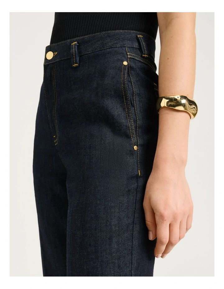 Cotton Lyocell Flared Jeans in Blue image 3