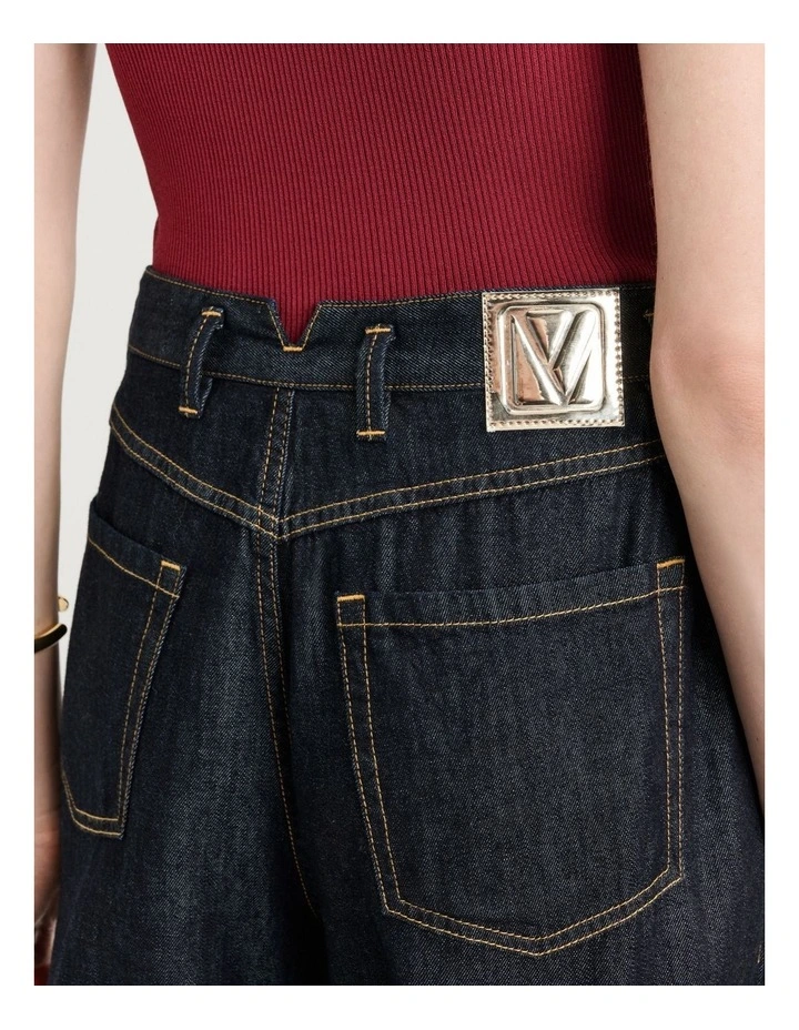 Cotton Lyocell Flared Jeans in Blue image 4