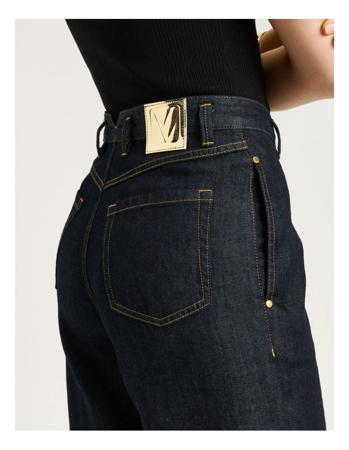 Cotton Lyocell Flared Jeans in Blue image 4