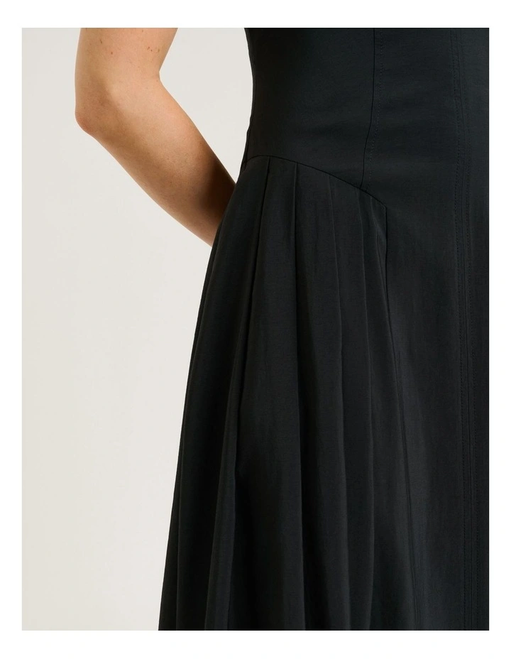 DRAPEY MODAL BLEND V NECK MIDI DRESS image 4