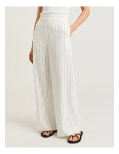 WHITE WIDE PINSTRIPE STRAIGHT LEG PANT