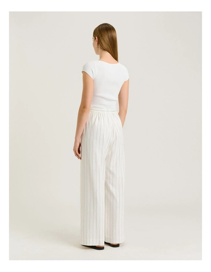WHITE WIDE PINSTRIPE STRAIGHT LEG PANT image 2