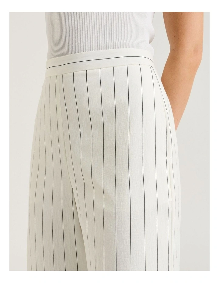 WHITE WIDE PINSTRIPE STRAIGHT LEG PANT image 3