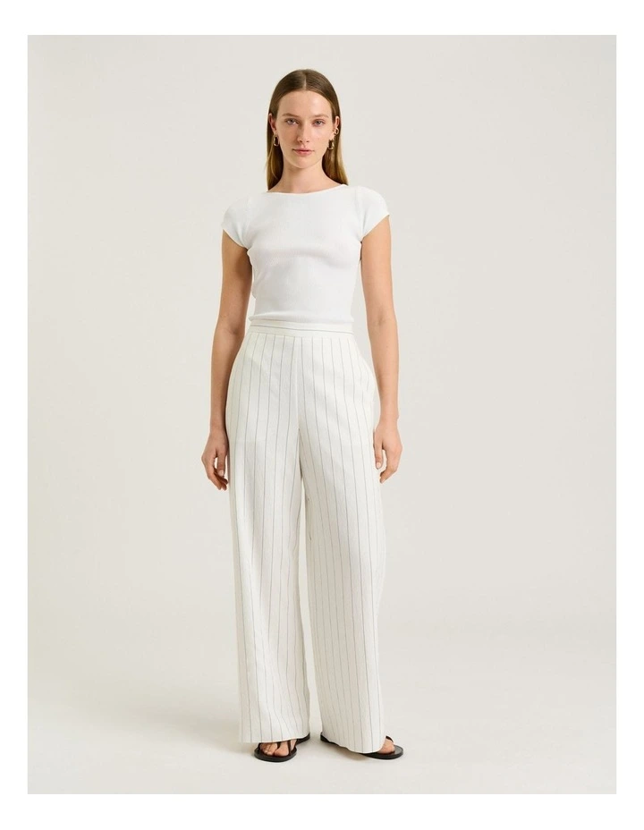 WHITE WIDE PINSTRIPE STRAIGHT LEG PANT image 5