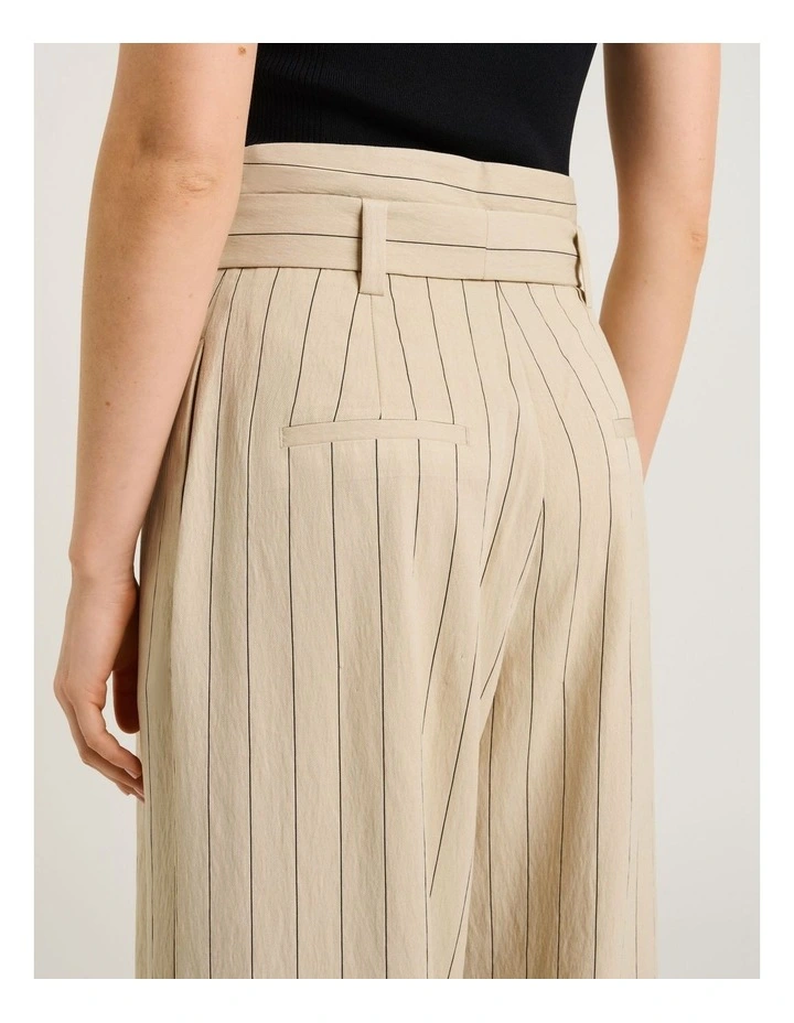 Wide Pinstripe Paperbag Pant in Brown image 4