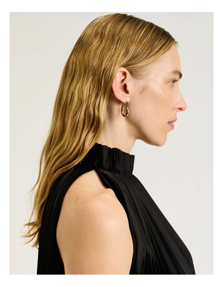 Pleated Satin Halter Neck Top in Black image 5