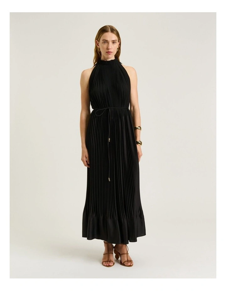 Pleated Satin Maxi Dress image 1