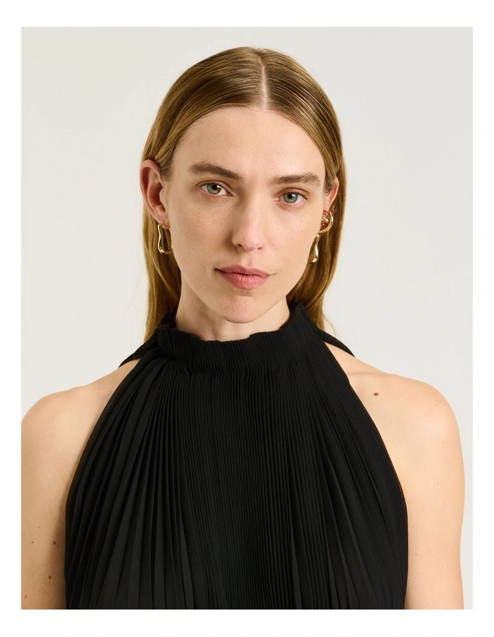 Pleated Satin Maxi Dress image 4