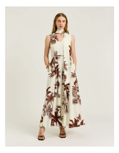 Terracotta Palm Print Maxi Dress